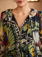 Jungle Butterfly Flowy Chiffon Maxi Dress