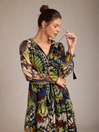 Jungle Butterfly Flowy Chiffon Maxi Dress