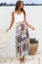 Hellen Maxi Skirt - High Waisted Skirt with Front Splits in Alphy Print