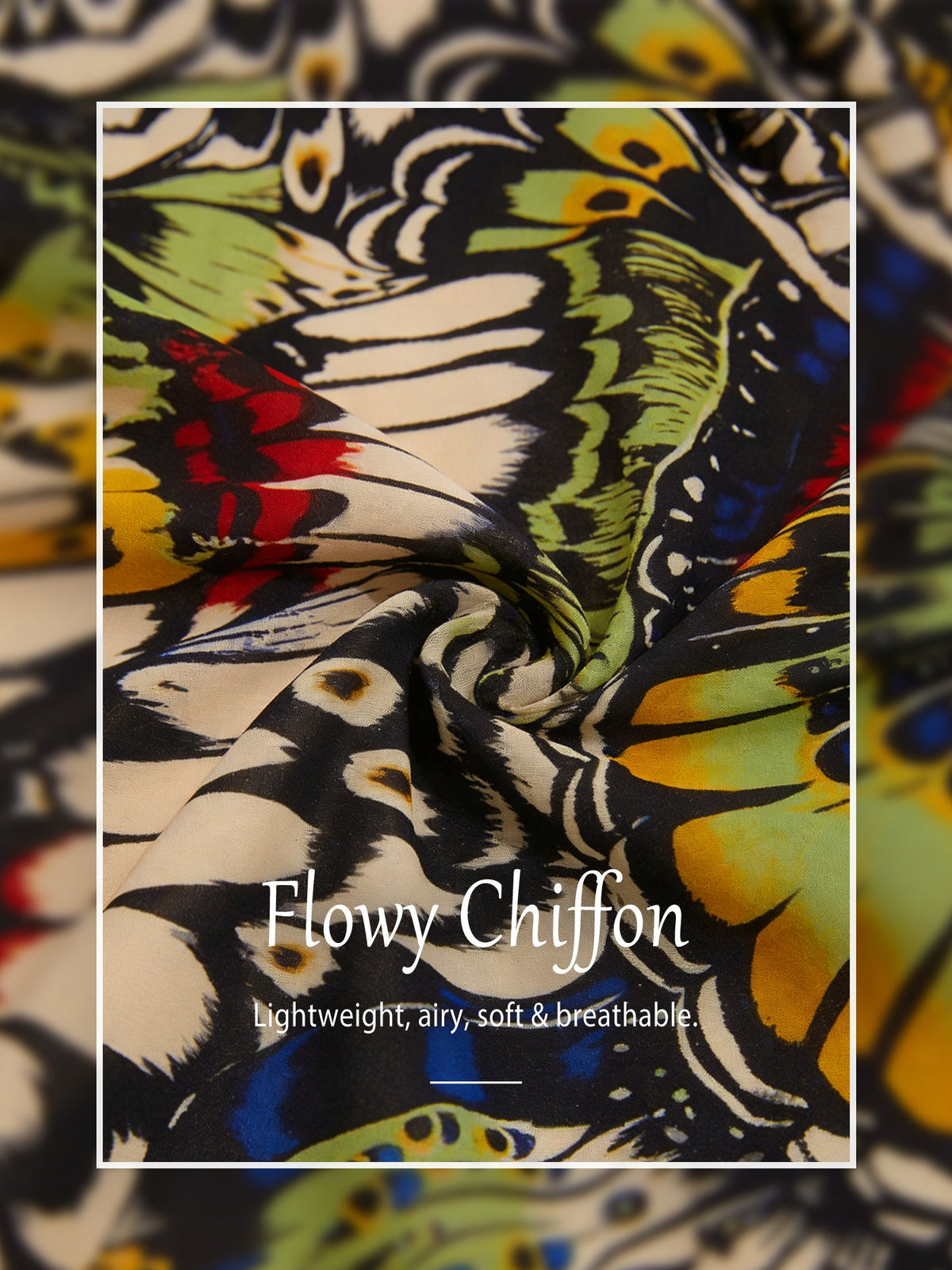 Jungle Butterfly Flowy Chiffon Maxi Dress