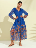 Jungle Butterfly Flowy Chiffon Maxi Dress