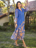 Jungle Butterfly Flowy Chiffon Maxi Dress
