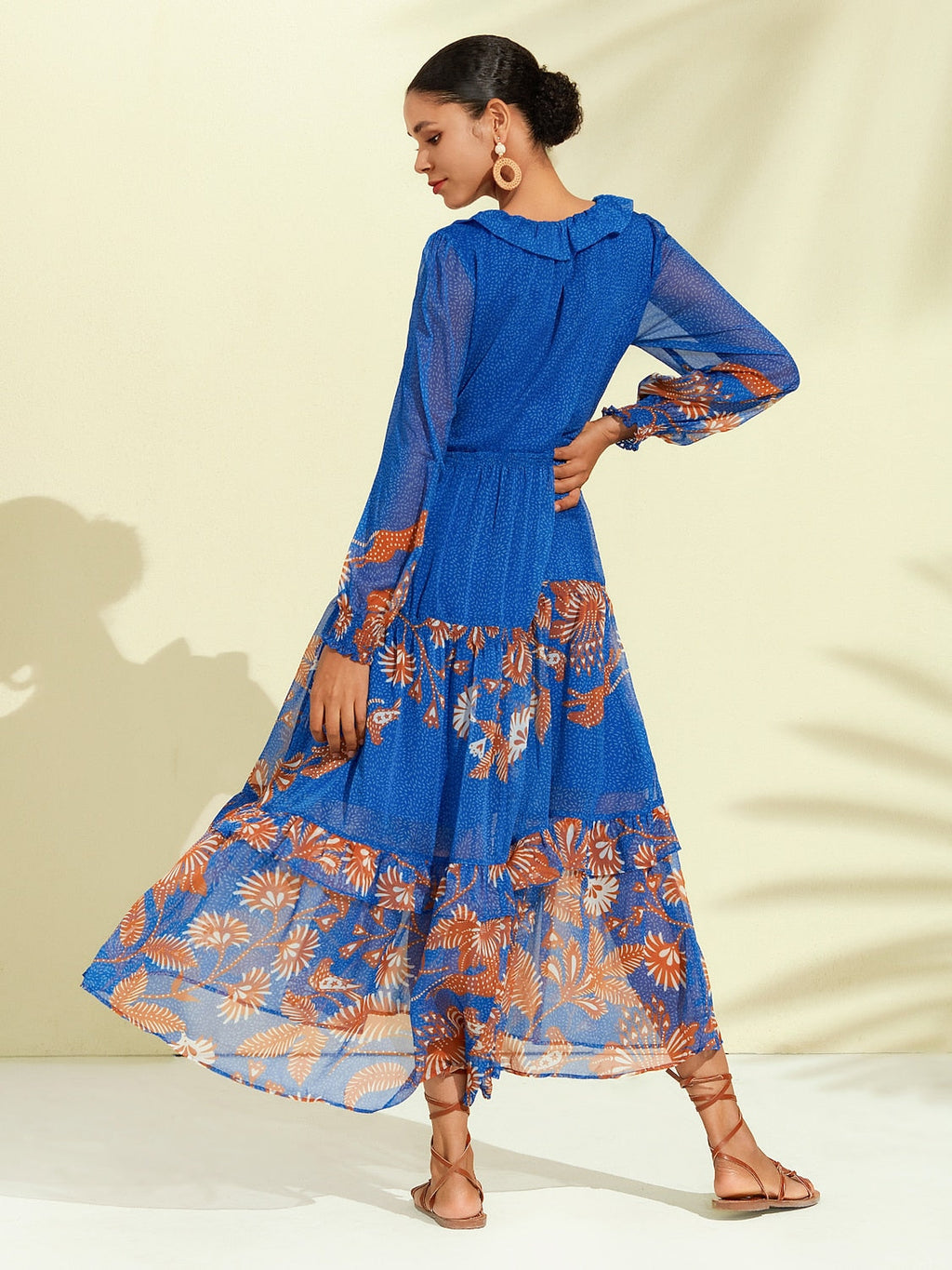 Jungle Butterfly Flowy Chiffon Maxi Dress