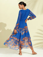 Jungle Butterfly Flowy Chiffon Maxi Dress